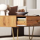 HOMCOM Coffee Table with Drawers, Living Room Table with Steel Base