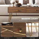 HOMCOM Coffee Table with Drawers, Living Room Table with Steel Base