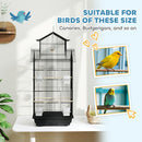 PawHut Metal Bird Cage w/ Perch, Food Container, Handle, for Finch, Canary