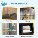 PawHut Metal Bird Cage w/ Perch, Food Container, Handle, for Finch, Canary