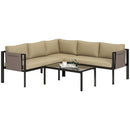 Outsunny 4 Piece Garden Furniture Set w/ Breathable Mesh Pocket, Khaki