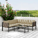 Outsunny 4 Piece Garden Furniture Set w/ Breathable Mesh Pocket, Khaki