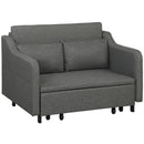 HOMCOM Pull Out Sofa Bed, Fabric 2 Seater Sofa Couch For Living Room, Grey
