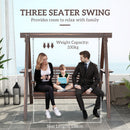 Outsunny 3 Seater Wooden Garden Swing Chair with Side Tables
