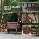 Outsunny 3 Seater Wooden Garden Swing Chair with Side Tables