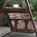 Outsunny 3 Seater Wooden Garden Swing Chair with Side Tables