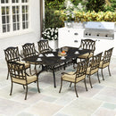 Outsunny 9 Pieces Cast Aluminium Garden Dining Set with Parasol Hole, Bronze