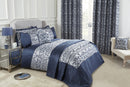 Eden - Lined Eyelet Jacquard Curtains in Navy