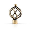 Extendable Curtain Pole with Rings & Pair of End Finials in Antique Brass