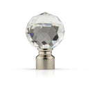 Crystal - Extendable Brushed Silver Curtain Pole with Rings and Pair of End Finials