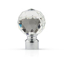 Crystal - Extendable Curtain Pole with Rings and Pair of End Finials in Chrome