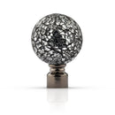 Cut Glass - Black Silk Extendable Curtain Pole with Rings and Pair of End Finials