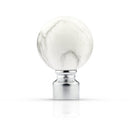 Marble - Extendable Curtain Pole with rings and pair of end finials in Brushed Silver