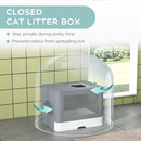PawHut Enclosed Cat Litter Tray with Lid, Front Entry, Top Exit, Scoop, Brush