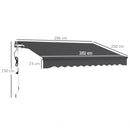 Outsunny 3 x 2.5m Electric Retractable Awning w/ Aluminium Frame