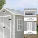 Outsunny 6 x 5ft Resin Garden Shed with Floor and Window, Light Grey