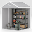 Outsunny 6 x 5ft Resin Garden Shed with Floor and Window, Light Grey