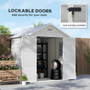 Outsunny 6 x 5ft Resin Garden Shed with Floor and Window, Light Grey
