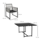 Outsunny 5 Pieces Patio Dining Set with Foldable Back, Light Grey