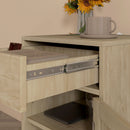 HOMCOM Bedside Table with Rattan Drawer, Cabinet and Adjustable Shelf, Natural