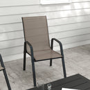Outsunny Set of 4 Garden Dining Chair Set Outdoor w/ High Back Armrest Grey