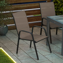 Outsunny Set of 4 Garden Dining Chair Set Outdoor w/ High Back Armrest Grey