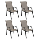 Outsunny Set of 4 Garden Dining Chair Set Outdoor w/ High Back Armrest Grey
