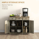 HOMCOM Sideboard Buffet Cabinet with Storage Cabinets and Drawers Grey