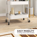 HOMCOM 3 Tier Rolling Utility Cart with 3 Mesh Basket, White