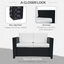 Outsunny Rattan Wicker 2-seat Sofa Loveseat Padded Garden Furniture Black