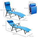 Outsunny Sun Lounger Recliner Foldable 7 Levels Texteline Blue