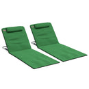 Outsunny 2 Pieces Outdoor Beach Mat Steel Reclining Chair Set Light Blue