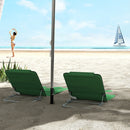 Outsunny 2 Pieces Outdoor Beach Mat Steel Reclining Chair Set Light Blue