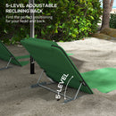 Outsunny 2 Pieces Outdoor Beach Mat Steel Reclining Chair Set Light Blue