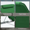 Outsunny 2 Pieces Outdoor Beach Mat Steel Reclining Chair Set Light Blue