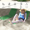 Outsunny 2 Pieces Outdoor Beach Mat Steel Reclining Chair Set Light Blue