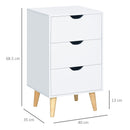 HOMCOM Chest of Drawers, 3 Drawer Unit Storage Chest Bedroom, Cream White