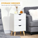 HOMCOM Chest of Drawers, 3 Drawer Unit Storage Chest Bedroom, Cream White