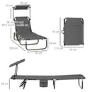 Outsunny 2 Piece Folding Sun Loungers with Adjustable Backrest, Tan Brown