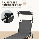 Outsunny 2 Piece Folding Sun Loungers with Adjustable Backrest, Tan Brown