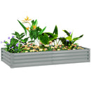 Outsunny Galvanised Raised Garden Bed, 180x90x30cm Raised Bed, Silver