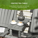 Outsunny Wood Patio Bench 2 Seats w/ Centre Coffee Table, Grey