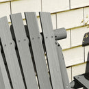 Outsunny Wood Patio Bench 2 Seats w/ Centre Coffee Table, Grey