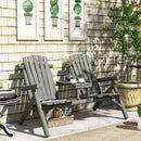Outsunny Wood Patio Bench 2 Seats w/ Centre Coffee Table, Grey