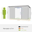 Outsunny Metal Garden Shed 7.6 x 4.3ft - Green