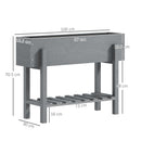 Outsunny Wooden Raised Bed w/ Bed Liner, Storage Shelf
