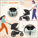 HOMCOM Three Wheeler Pushchair - Stroller - Pram - Black