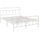 HOMCOM 5ft Metal King Platform Bed Frame w/ Underbed Storage Headboard White
