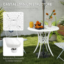 Outsunny 78 cm Round Garden Dining Table with Parasol Hole, White