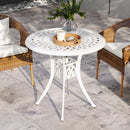 Outsunny 78 cm Round Garden Dining Table with Parasol Hole, White